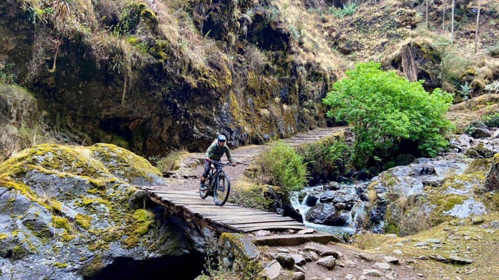 Becky mountain biking in Peru