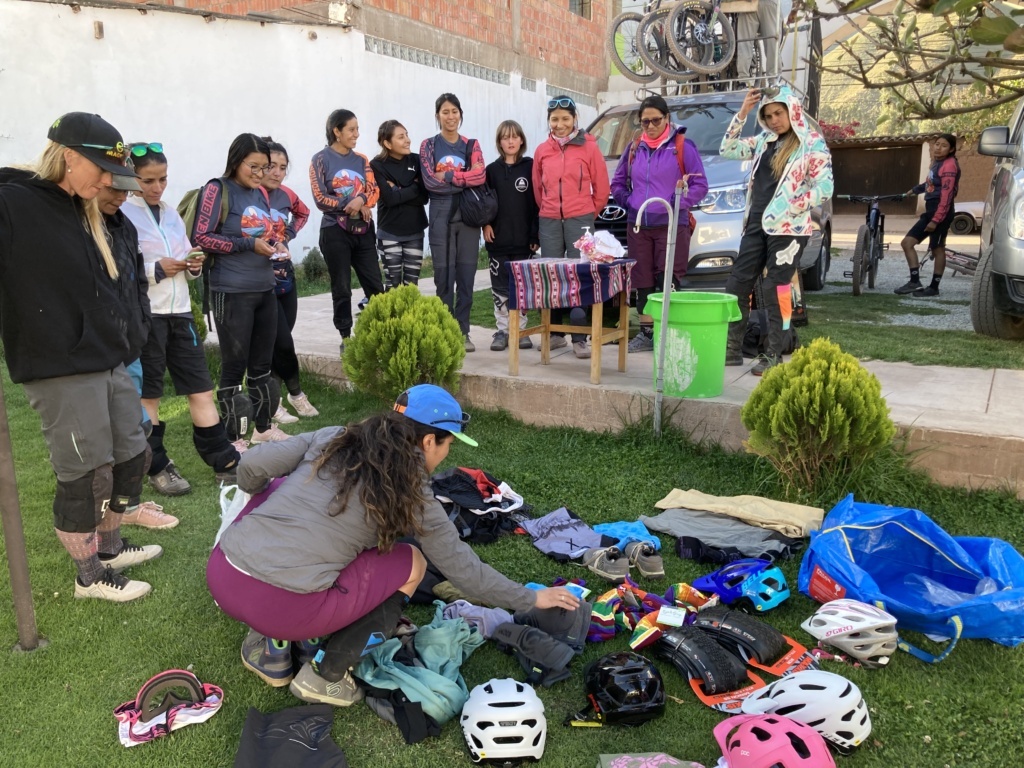 The ladies in Peru were so excited to get to choose items from the donations we brought. Our new guide Claudia got a helmet- her first ever brand new helmet that was just hers (not shared with her husband or brother!).