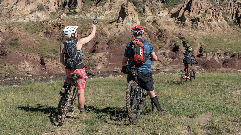 A group of mountain bikers in Lesotho